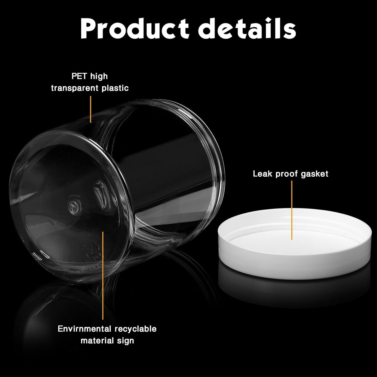 SATINIOR 12 Pack 16 oz Plastic Container Jars with Lids Round Clear Travel Cosmetic Container Slime Jars for Toiletries, Lotion, Cream, Ointments, Makeup, Rhinestone, Samples, Kitchen Storage(White)
