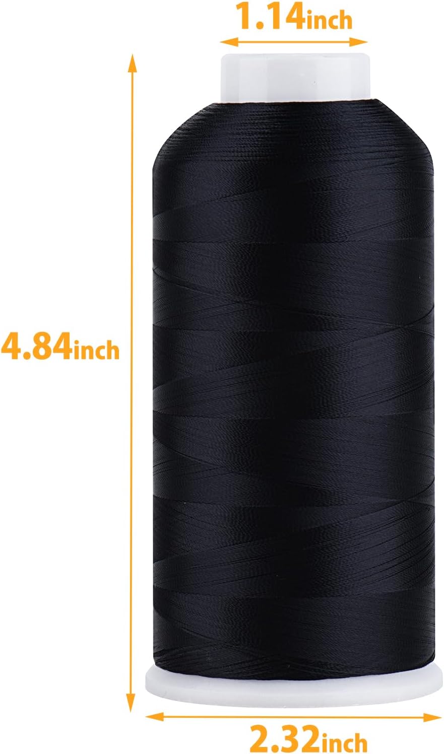 Simthread Rayon Embroidery Thread 5500 Yards, 40wt 100% Rayon Viscose for Commercial and Domestic Machines - Black 1000