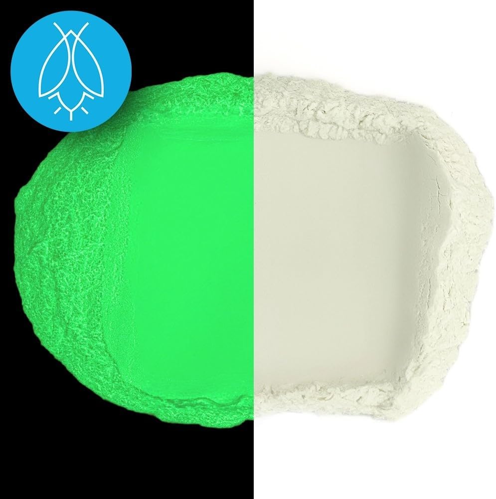 Glow in The Dark Pigment Powder - 30 Grams/1 Ounce - Neutral and Fluorescent Colors for Art Painting, Fine Art, Nail Art Paint, and DIY Crafts - Long Lasting 10+ Color Options - Neutral Green