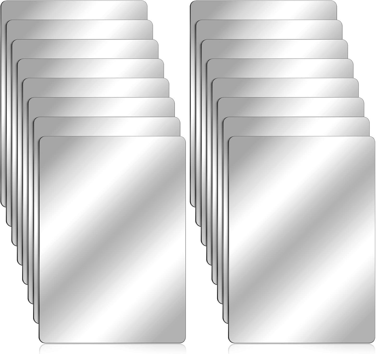 Marsui 32 Pieces Shatter Proof Plastic Mirror Craft 4 x 6 Inch Small Mirror Tiles Bulk with Soft Round Corners Double Sided Protective Film Reflector Sheets Art Craft Supply for Bathroom Home Decor