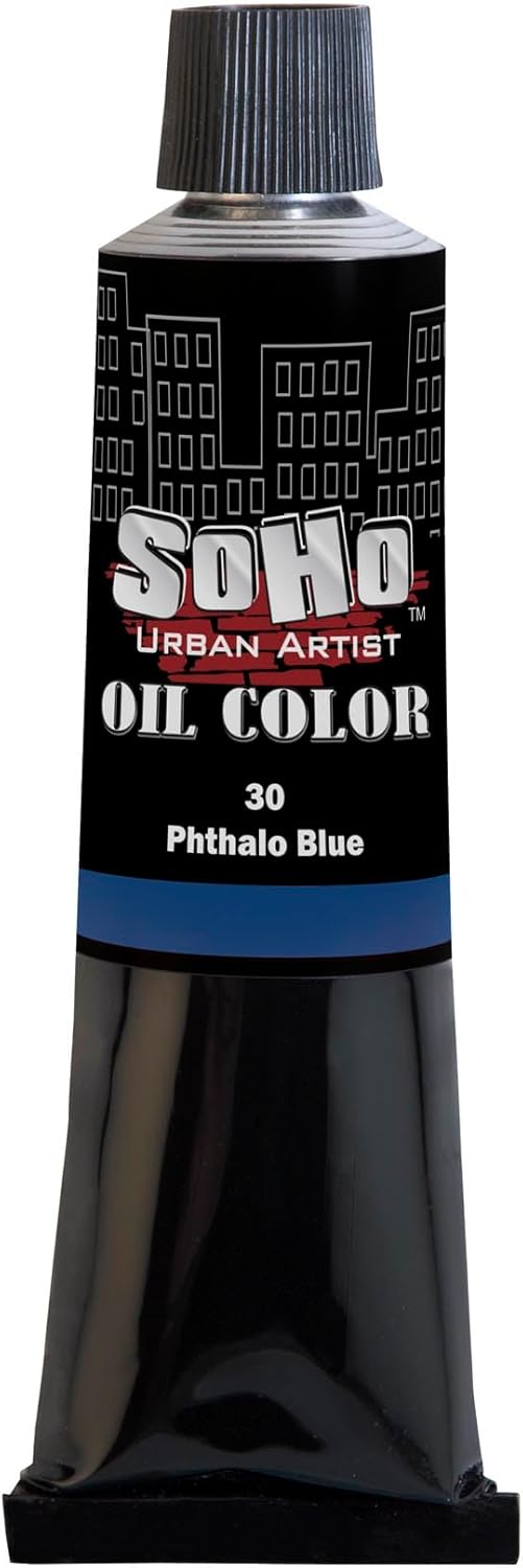 Soho Urban Artist Oil Paint - Phthalo Blue, 170 ml Tube - Best Valued Oil Colors for Painting, Excellent Pigment Load