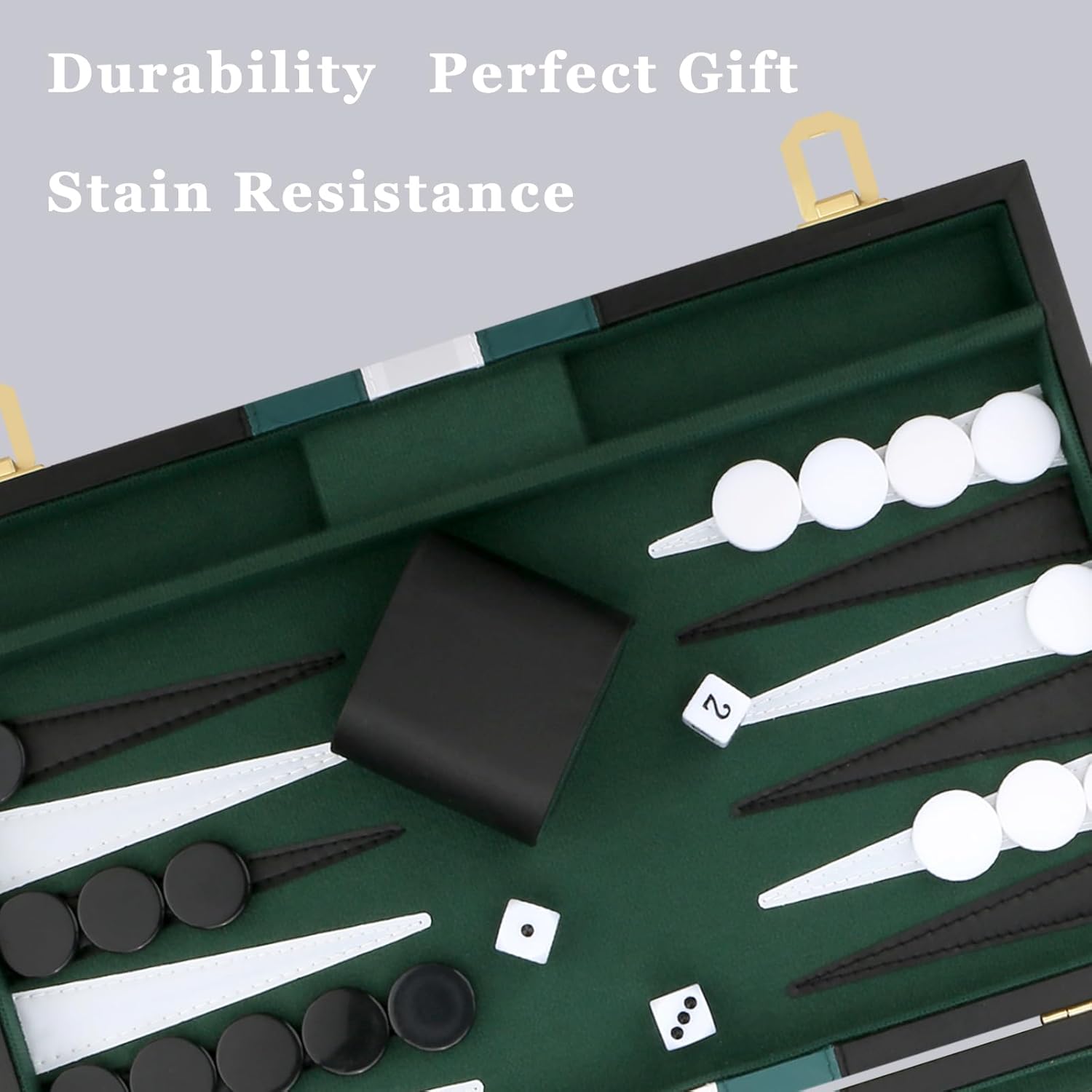 Backgammon Set - Classic Board Game with Premium Leather Case - Portable Travel Strategy Backgammon Game Set for Adults, Kids (18inch, Black)