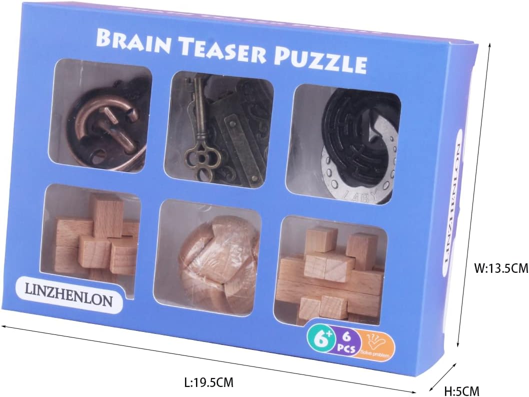 Brain Teaser Puzzle for Adults Puzzles Metal Hole Lock Adult Educational Toy Jigsaw IQ Puzzle（6 Pack） (Silver)