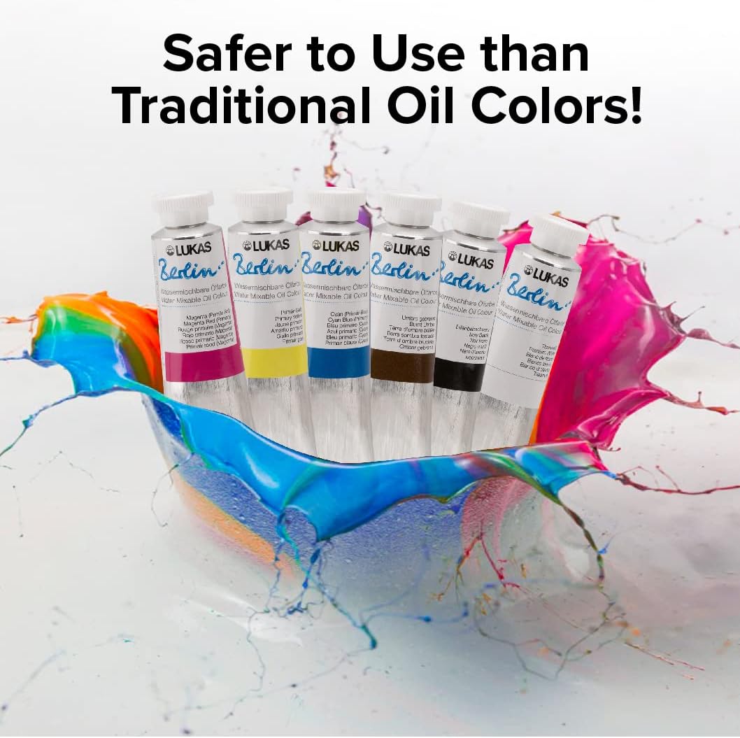 Lukas Water Mixable Oil Paint - Eco-Friendly, 37ml Reds Set of 6, Solvent-Free Artist Oil Paint with Lightfast Pigments and Beeswax for Smooth Consistency, Water Soluble, Quick-Drying