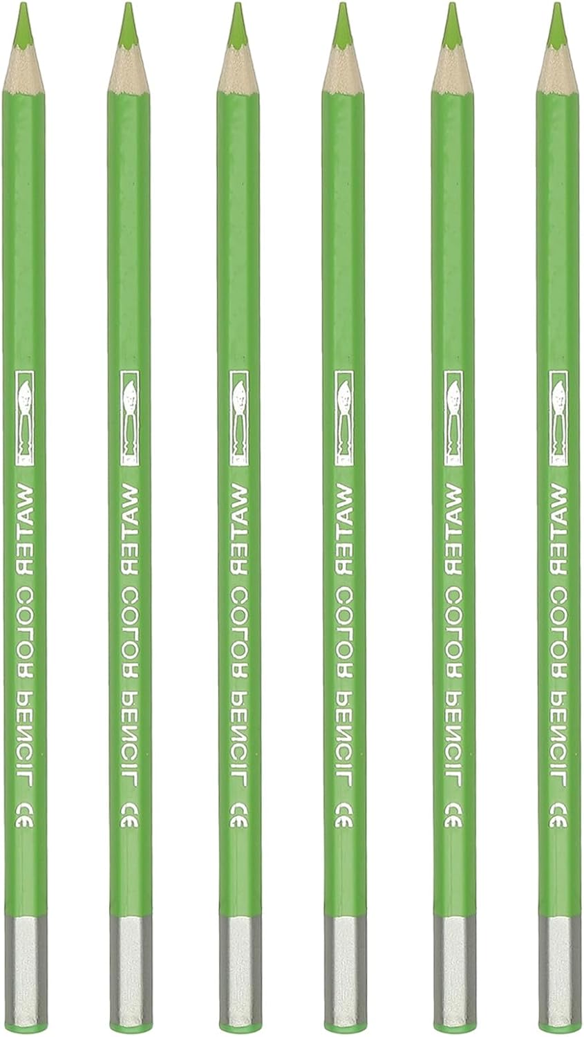 PATIKIL Watercolor Pencil, 6Pcs Water Soluble Pencils for Blending, Coloring, Sketch Drawing, Painting, Green Yellow
