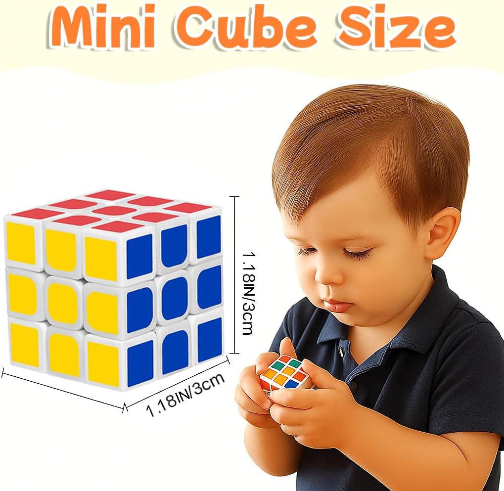 48 Pack Mini Puzzle Cubes Party Favors for Kids, 3x3 Mini Magic Cube Puzzle Prize Set for Kids School Rewards, 1.18inch Bulk Small Toys for Party, Birthday, Christmas Stocking