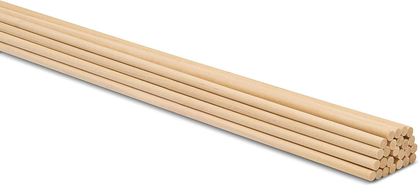 Dowel Rods Wood Sticks Wooden Dowel Rods 3/16 x 36 Inch Unfinished Hardwood Sticks for Crafts and DIY'ers 25 Pieces by Woodpeckers