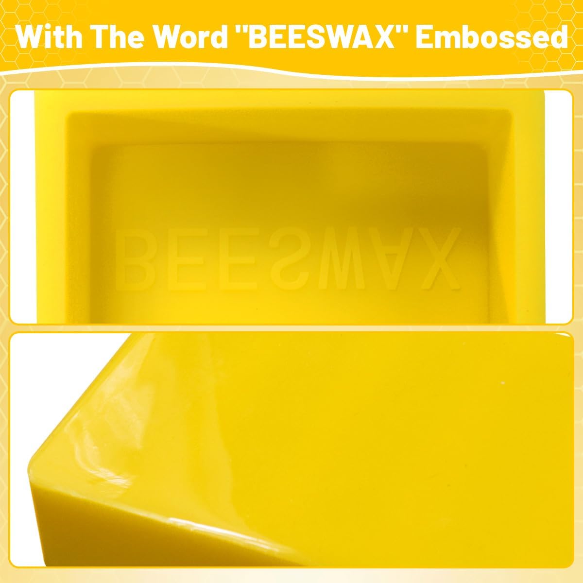 Silicone Beeswax Mold with Makes 2 x 1 lb Blocks, Reusable Silicone Molds with The Word Beeswax Embossed, Reusable Beeswax Bar Mold for DIY Soap, Candle, Wax Block Crafting, Reusable, Easy Release