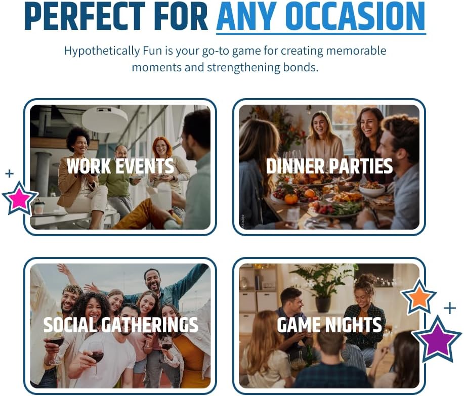 Hypothetically Fun - an Icebreaker Card Game, 350 Thought-Provoking Questions for Deeper Connections & Endless Laughs - Perfect for Game Night & Gatherings, Ages 14+