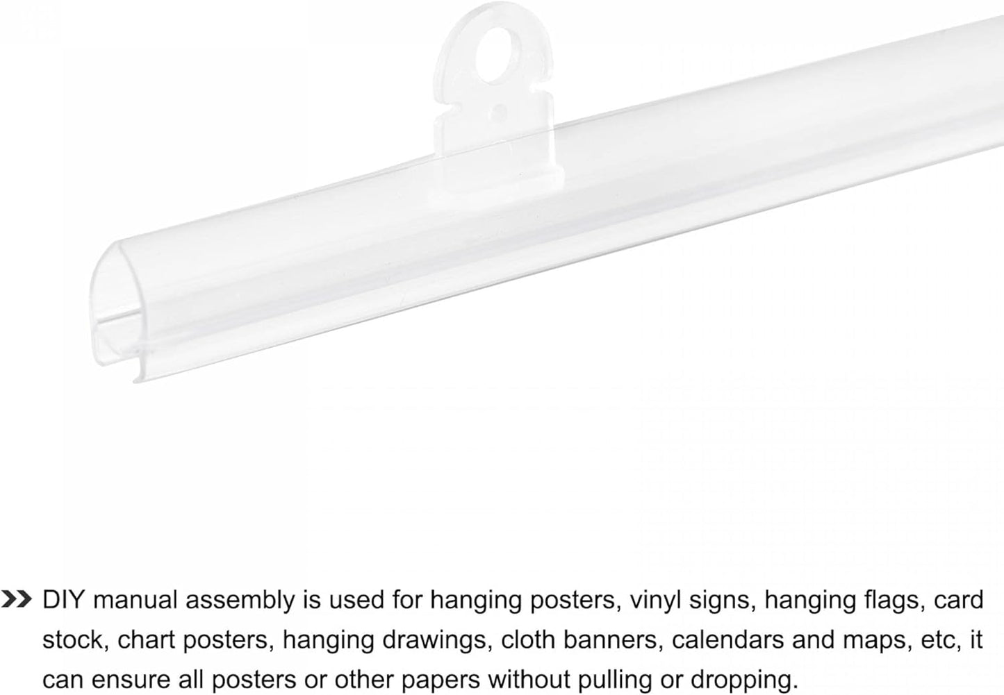 MECCANIXITY PVC Poster Hanger Rail Poster Strip Bar 70cm/28inch Clear with Clips for Poster, Map, 4 Set
