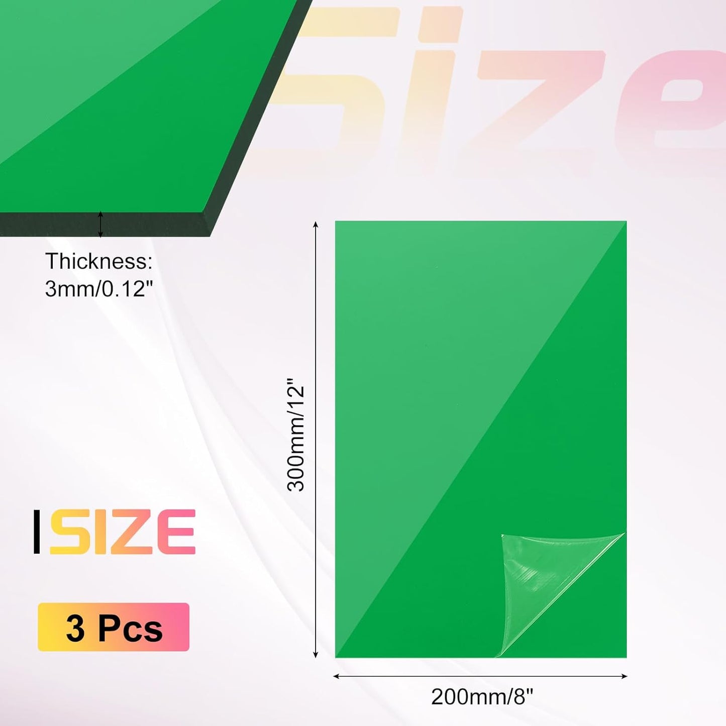 uxcell 3Pcs Acrylic Sheets 12x8 Inch Acrylic Panel 1/8 Inch-3mm Plastic Board for Picture Frames Sign Holders DIY Display Projects Craft, Clear Green