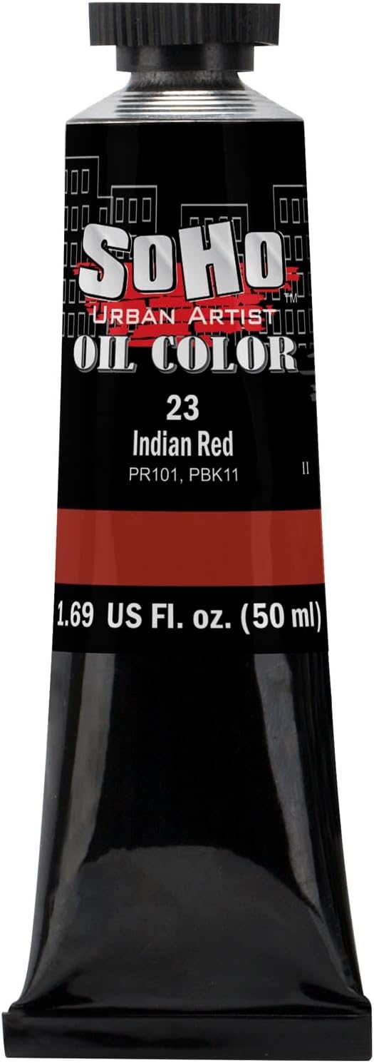 Soho Urban Artist Oil Paint - Indian Red, 50 ml Tube - Best Valued Oil Colors for Painting, Excellent Pigment Load