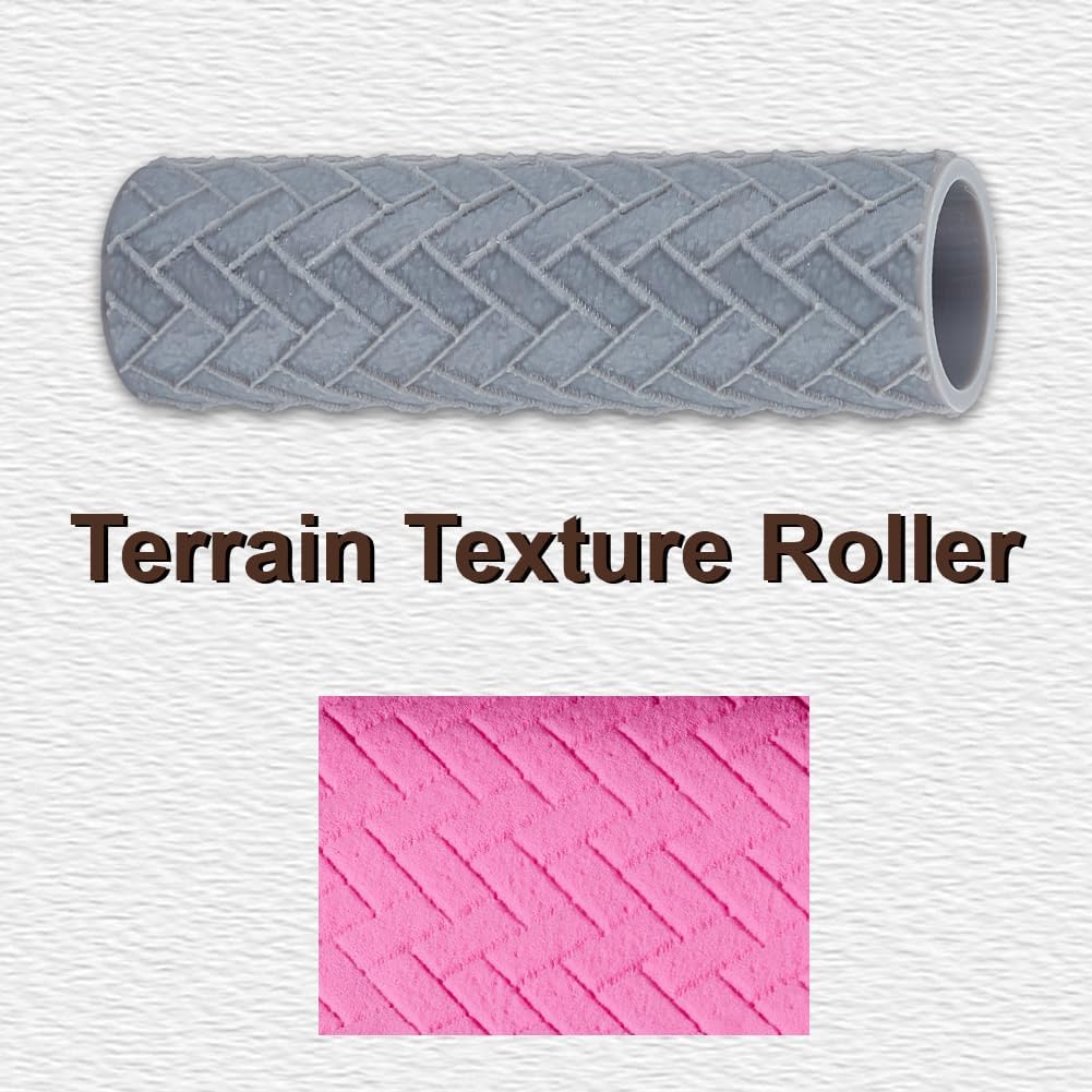 Topography Texture Roller Large Brick Clay Texture Rollers Diagonal DIY Embossing Pottery Decortive Tool for Pathfinder, PRG, Miniatures, Tabletop Board Game Topography Accessory