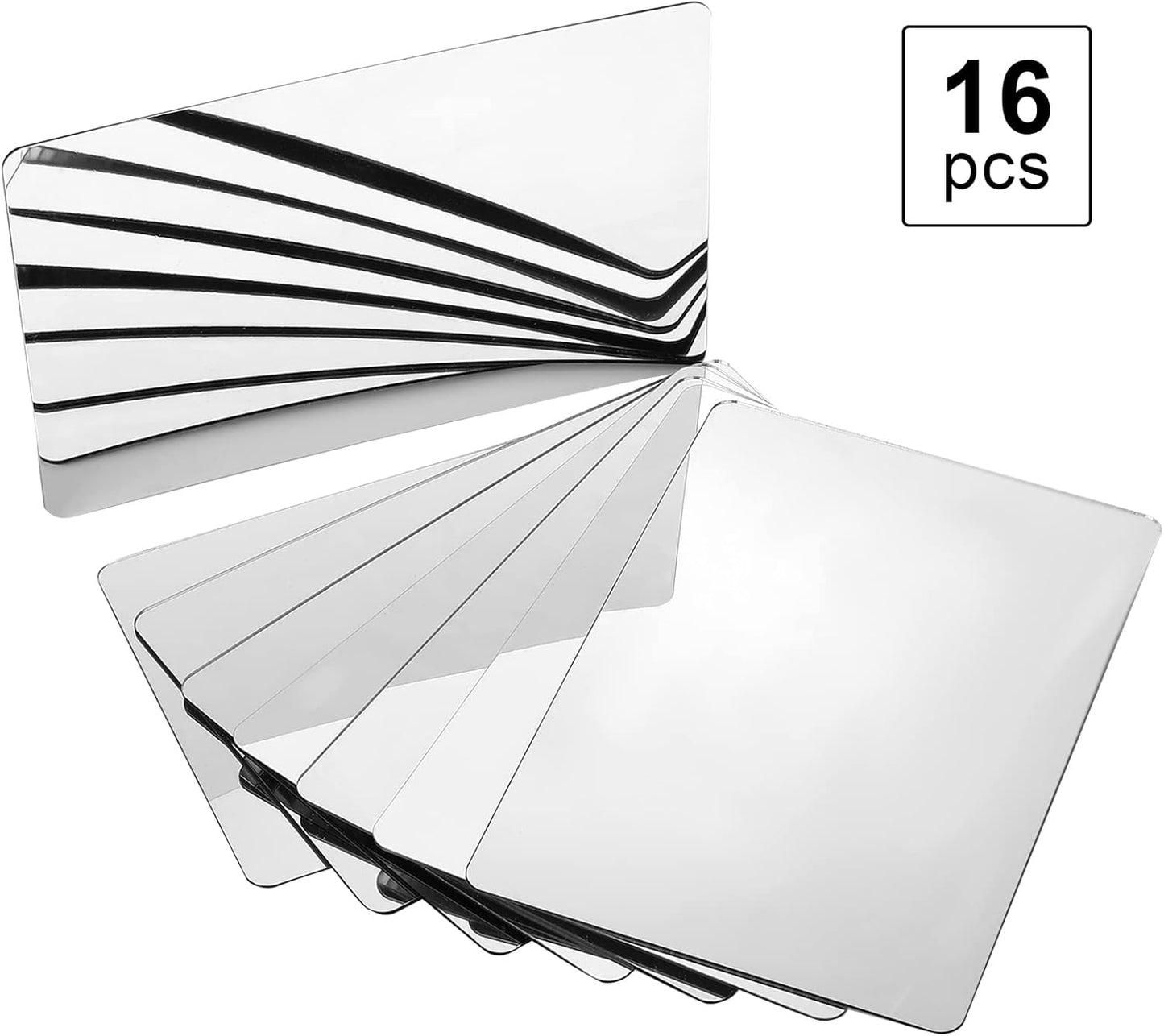 Marsui 16 Pieces Shatter Proof Plastic Mirror Craft 4 x 6 Inch Small Mirror Tiles Bulk with Soft Round Corners Double Sided Protective Film Reflector Sheets Art Craft Supply for Bathroom Home Decor