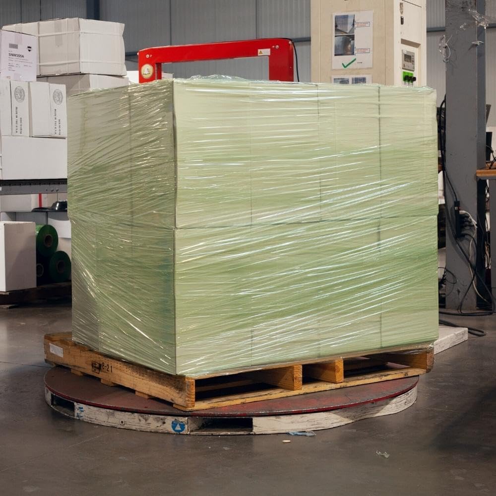PSBM Green Stretch Wrap, 15 Inch x 1476 Feet, 8 Pack, Tinted Pre-Stretched Shrink Wrap Film for Moving, Packaging, Pallet Wrapping