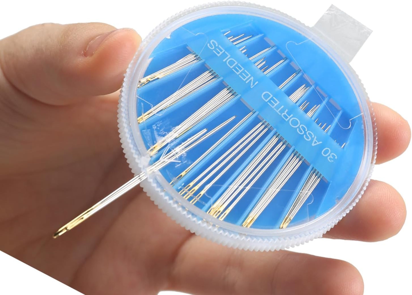 Eketirry Premium Hand Sewing Needles，4 Pack 30-Count Assorted Needles for Sewing Repair, 6 Different Sizes Sewing Needles with 2 Threaders (Blue, 4)