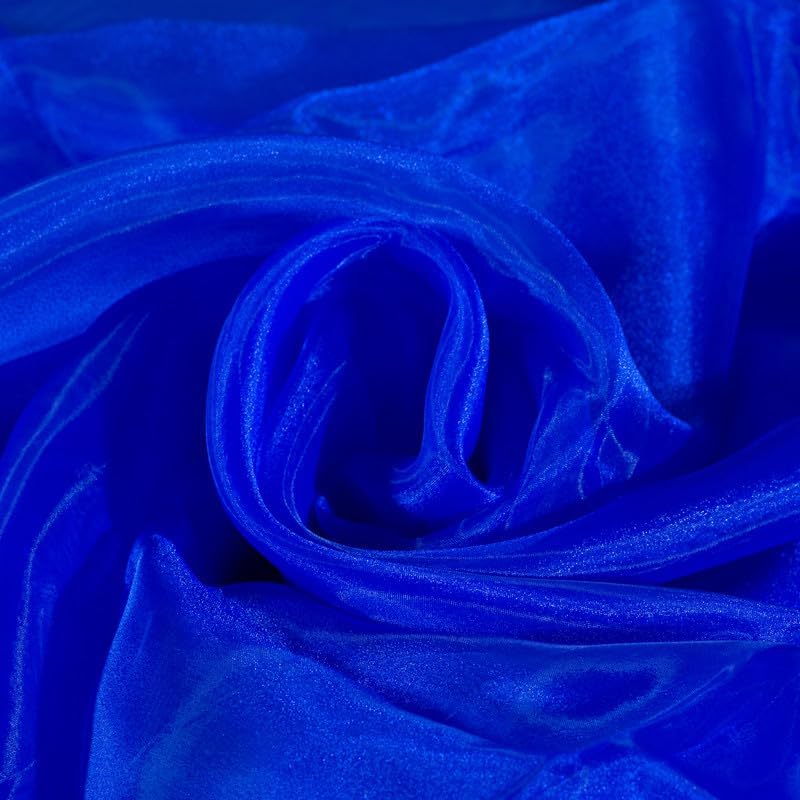 Fynite Royal Blue Organza Fabric by The Yard | 20 Yard Long | 44" Wide | Bridal Soft Sheer Organza Tulle for DIY Wedding Dress Fashion Craft Decorations