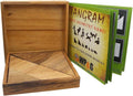 Tangram Wooden Puzzle Geometry Game, with 48 Silhouette Tangrams Challenge Booklet