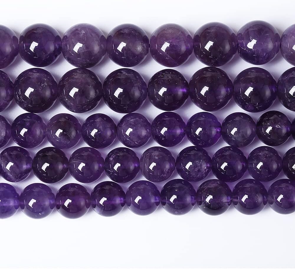120PCS 6mm Natural Amethyst AAAAA Purple Crystal Quartz Beads Gemstones Round Stone Beads for Jewelry Making DIY Bracelet Necklace 2 Strand 32"
