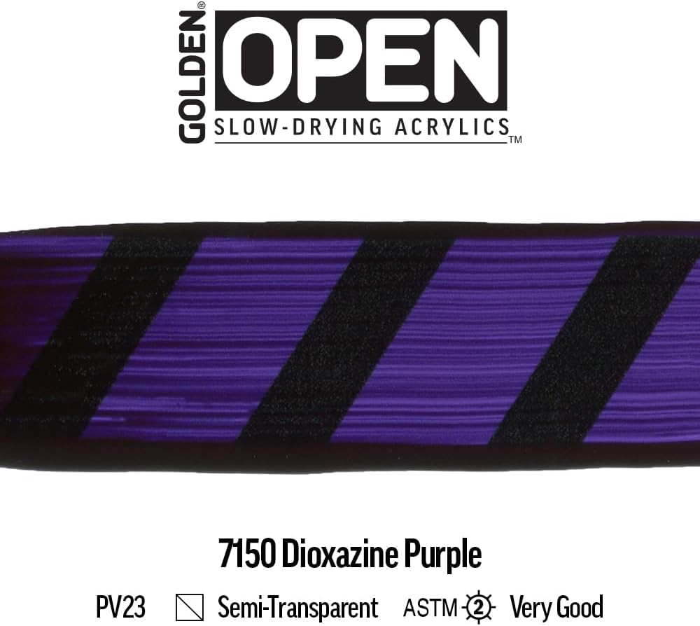 OPEN Slow-Drying Acrylics by GOLDEN, Dioxazine Purple, 2 fl oz. tube, Professional Acrylic Paint, Semi-Transparent