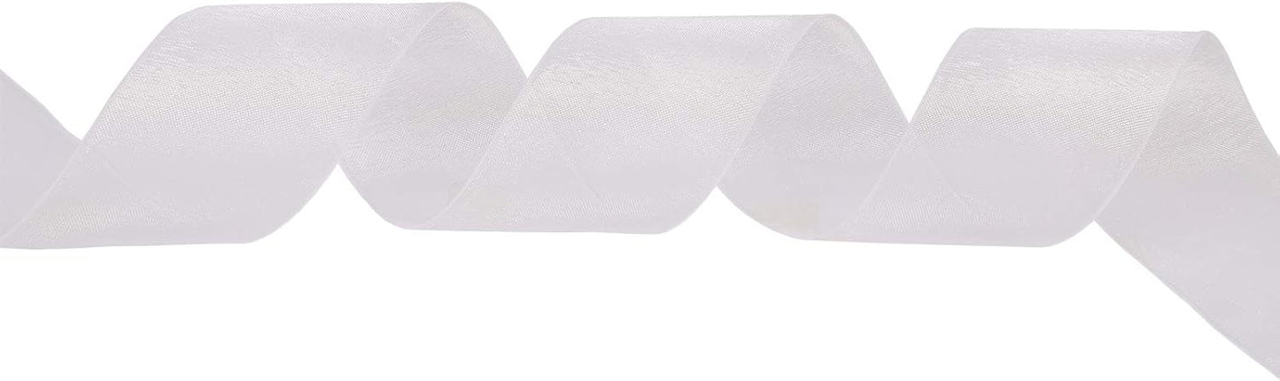 ITIsparkle 11/2" Inch Organza Ribbon 25 Yards-Roll Set for Gift Wrapping Cake Decoration Party Favor Hair Braids Hair Bow Baby Shower Decoration Floral Arrangement Craft Supplies Sheer Ribbon, White