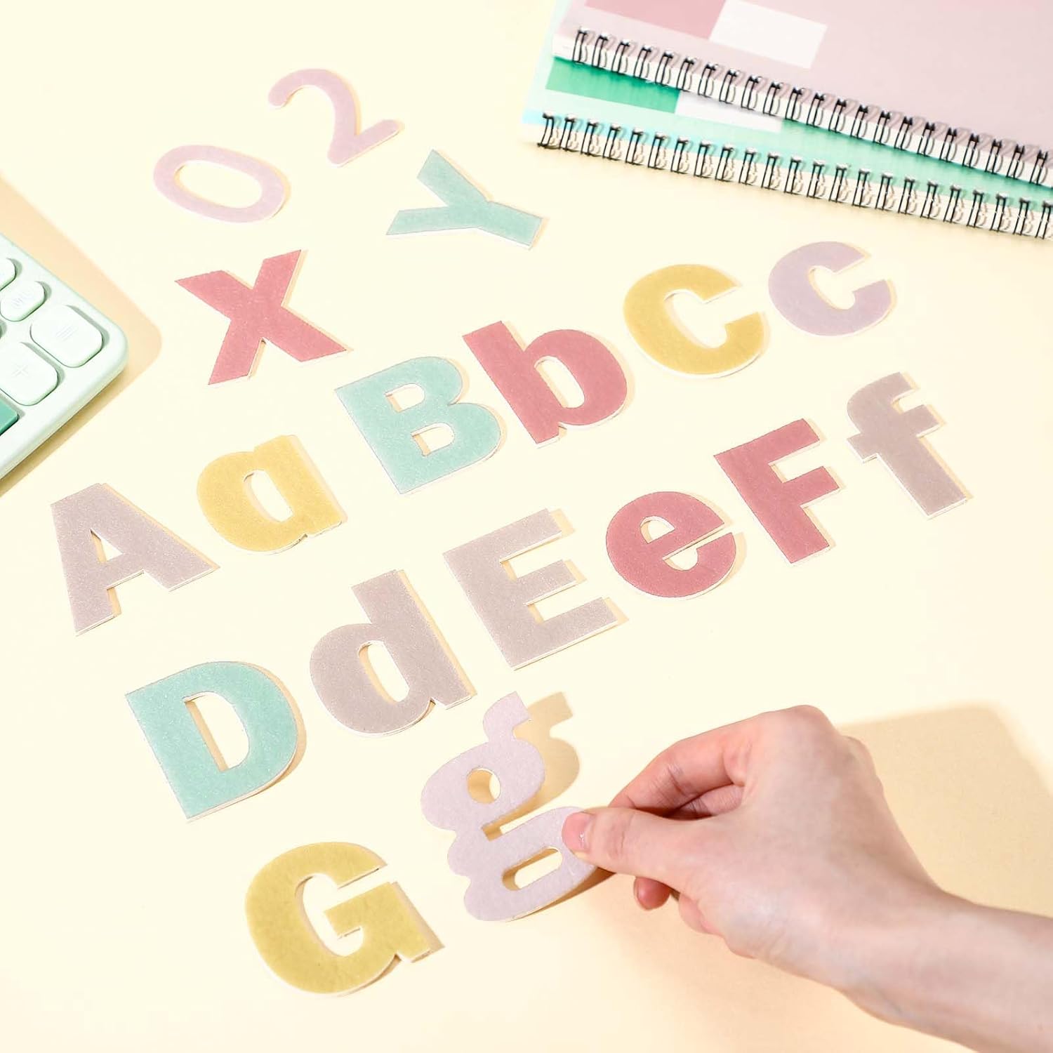 Breling 310 Pieces Felt Bulletin Board Letters Sticker with Number, 2" Bulk Self Adhesive ABC Upper Lowercase Sticky Letter for Christmas Gift Poster Bulletin Board Classroom(Boho Color)