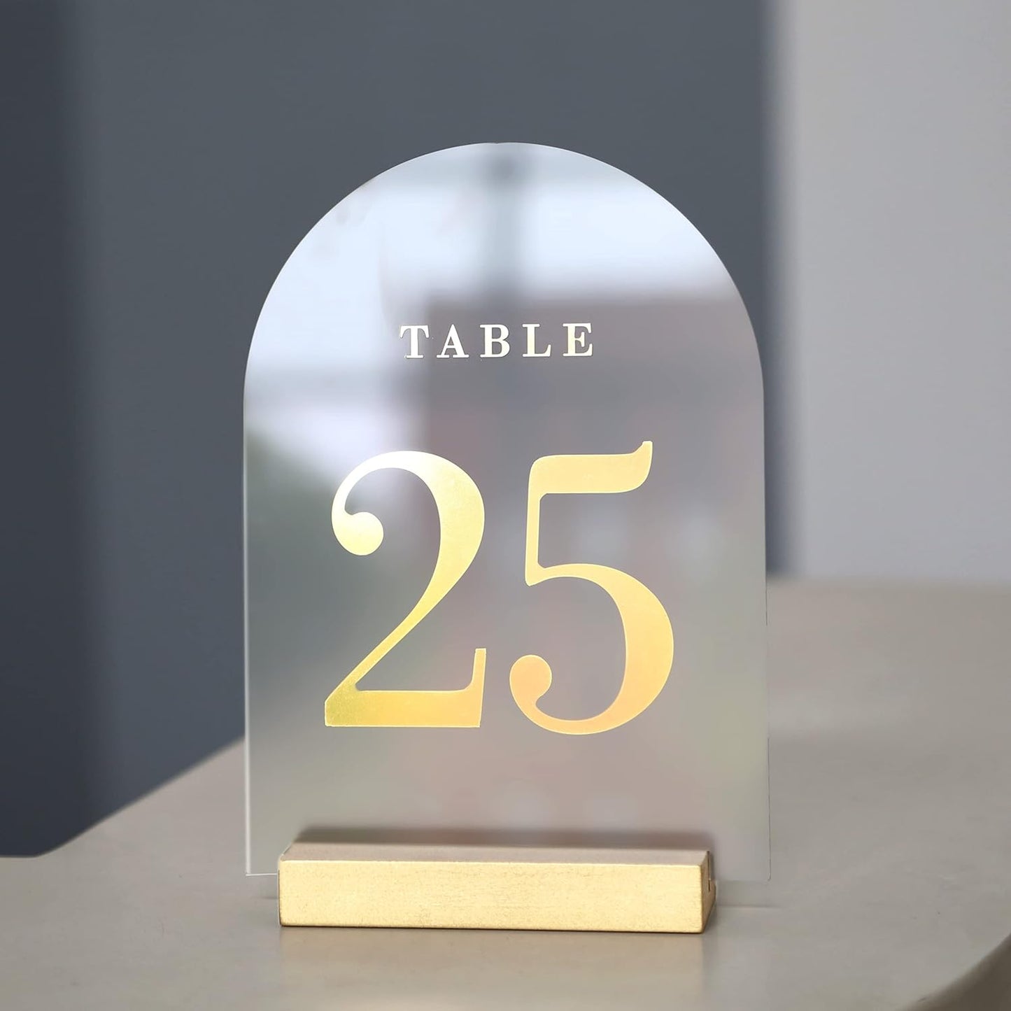 UNIQOOO 10 Pack 4" Gold Birch Wood Stands for Wedding Acrylic Sign, Wood Table Number Holders for 1/8 Thick Acrylic Sheets | Wedding Display Stand, Card Holder for Bar Menu, Retail Sign, Party