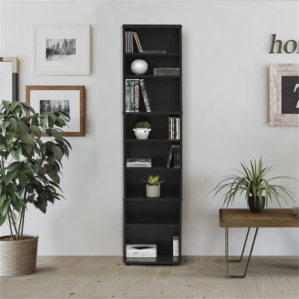 Pemberly Row Engineered Wood Space Saving Multimedia Storage Tower in Espresso