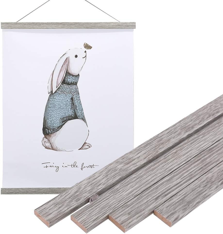 Artmag Magnetic Poster Hanger Frame, 21x29 21x18 21x15 Light Wood Wooden Magnet Canvas Artwork Print Poster Hangers Frames Hanging Kit (Grey, 21")