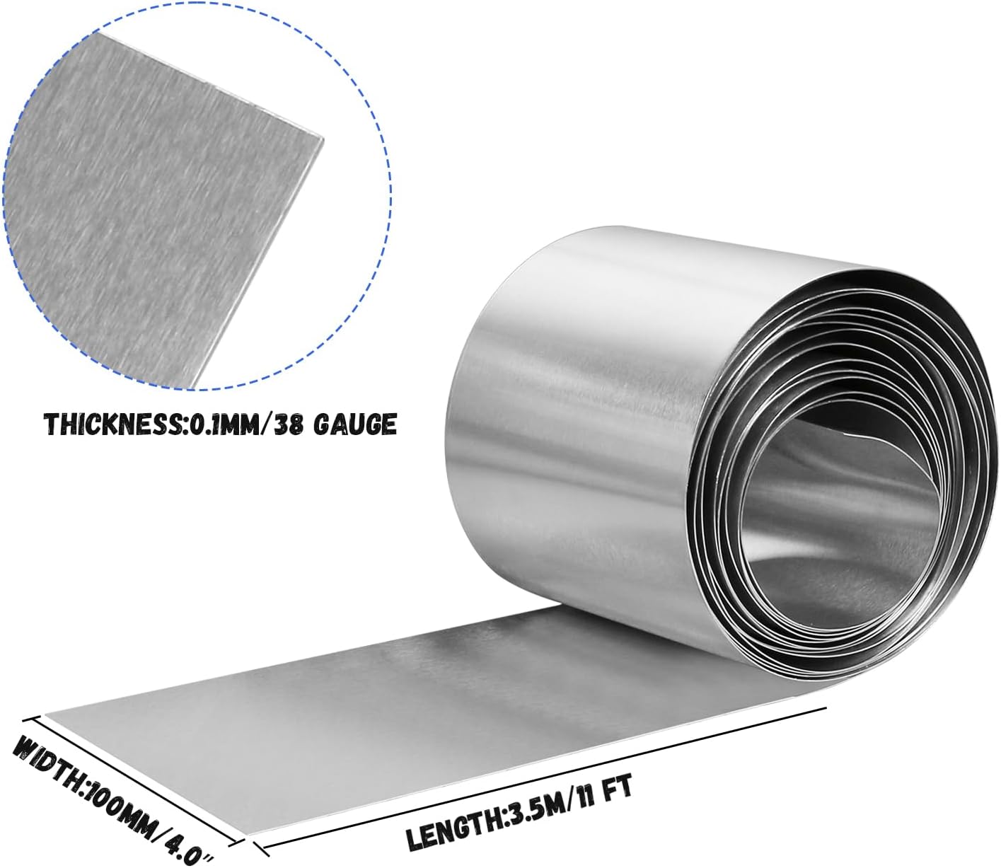 Aluminum Flashing Roll，Aluminum Sheet Roll 3500x100x0.1mm(LxWxT) Applicable to Various House Repair and DIY Projects