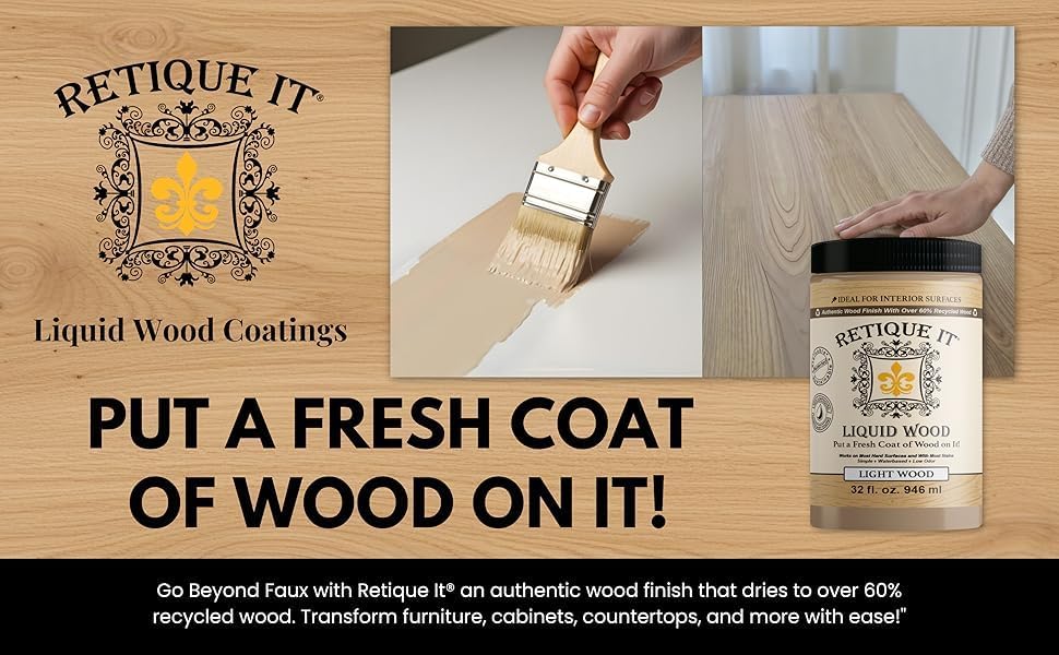 Retique It New and Improved Formula Liquid Wood Coatings - Stainable Primer - Paint It Then Stain it (Bleached Wood, Small)
