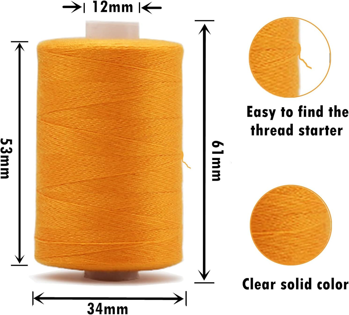 Simthread All Purpose Sewing Thread, 10 Spool White Series 1000 Yards Each Bobbin Polyester Thread for Sewing, Handy Polyester Sewing Threads for Sewing Machine - (White Series)