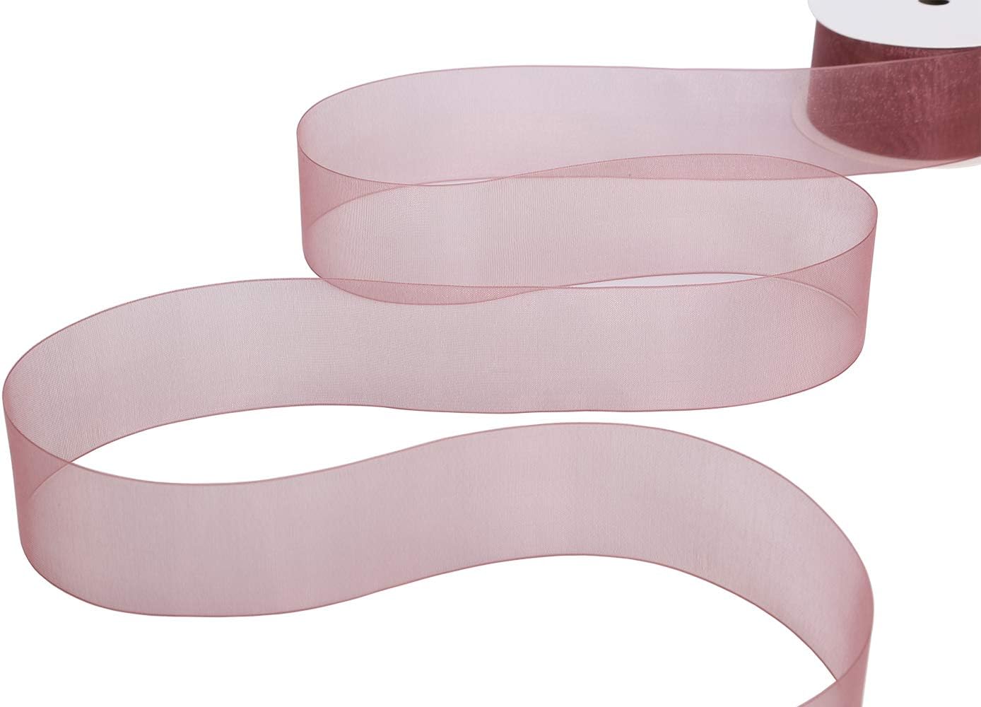 ITIsparkle 11/2" Inch Organza Ribbon 25 Yards-Roll Set for Gift Wrapping Cake Decoration Party Favor Hair Bow Baby Shower Decoration Floral Arrangement Craft Supplies Sheer Ribbon, Burgundy