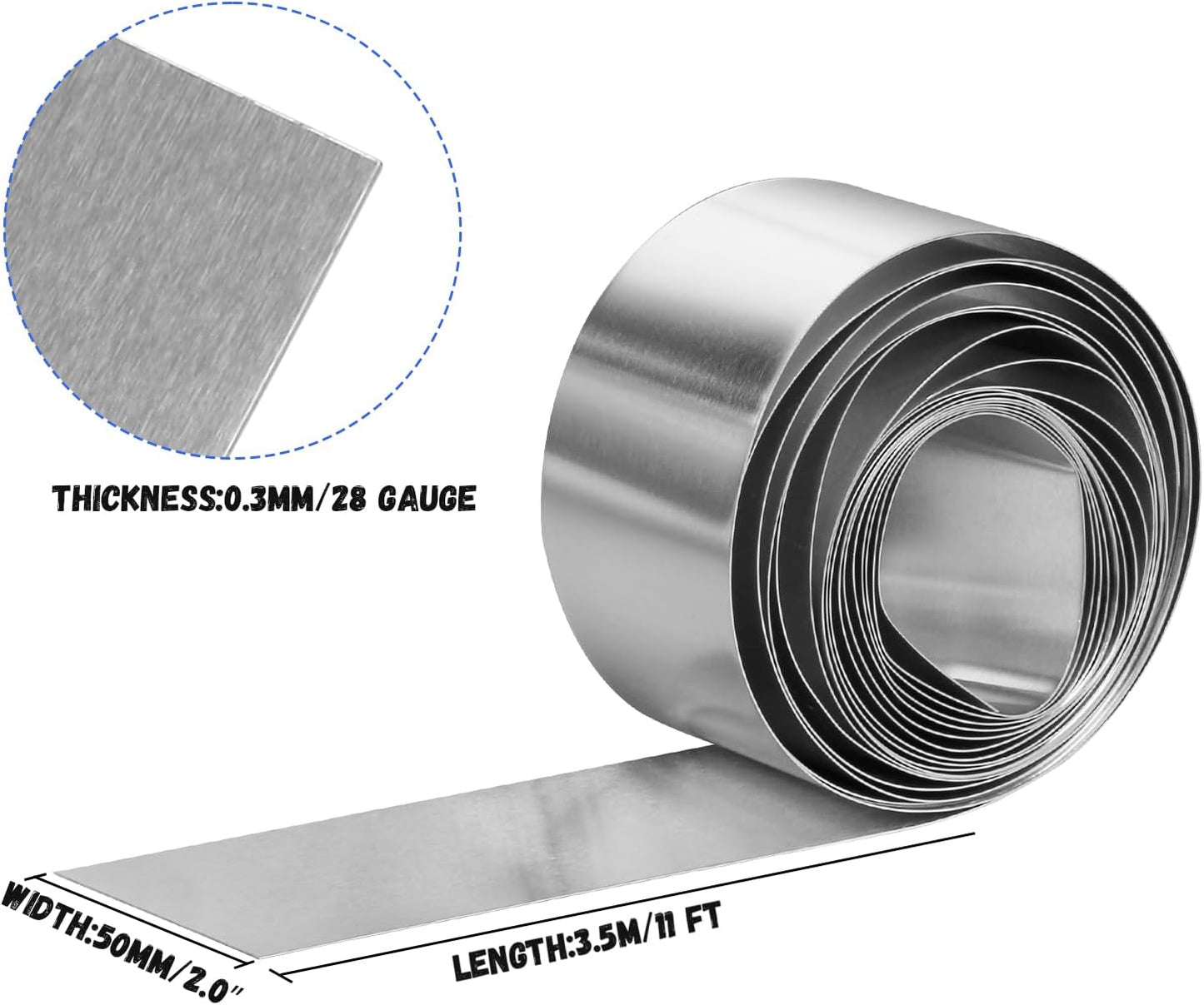 Aluminum Flashing Roll，Aluminum Sheet Roll 3500x50x0.3mm(LxWxT) Applicable to Various House Repair and DIY Projects