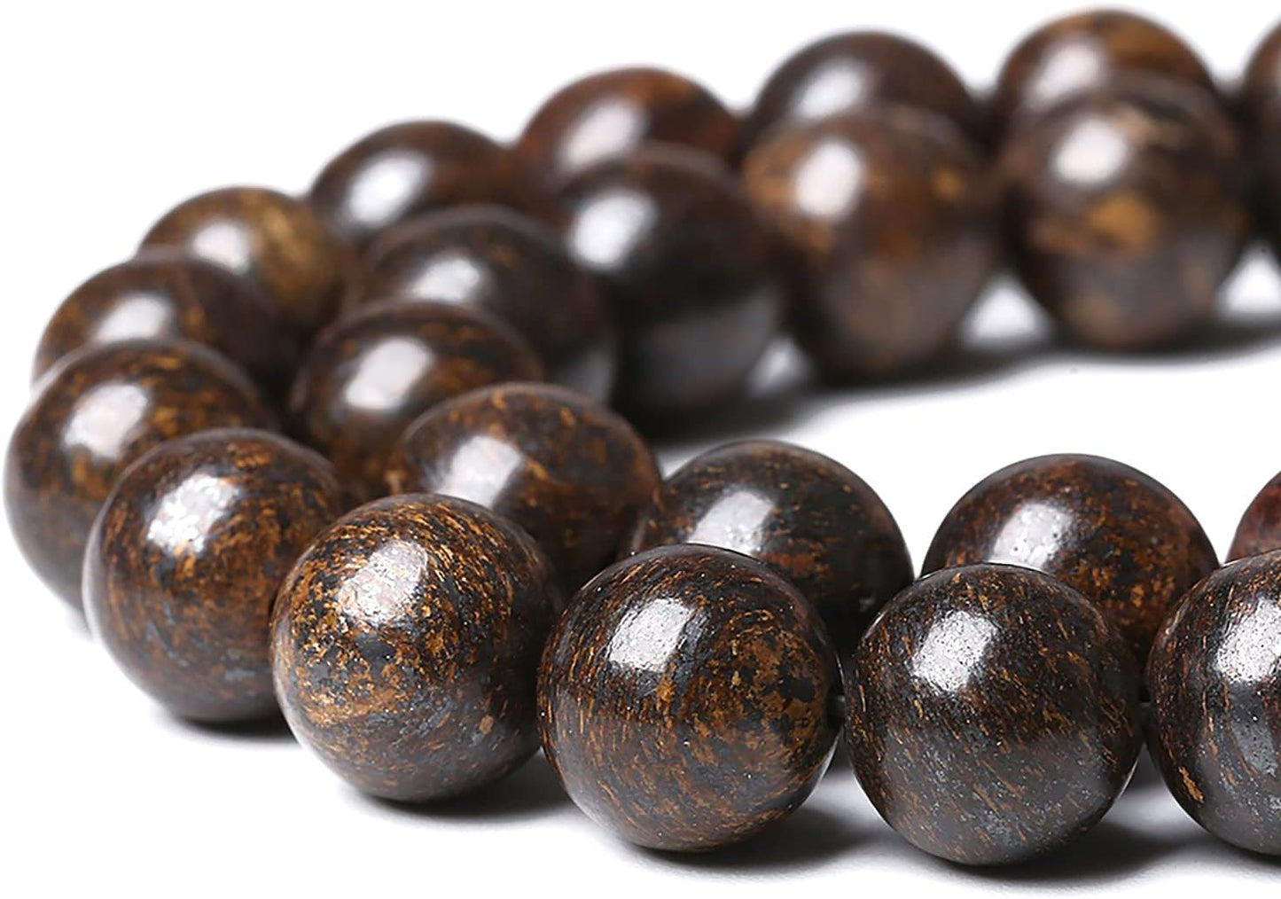 32pcs 12mm Natural Stone Beads Brown Bronzite Gemstone Round Loose Beads for Jewelry Making DIY Bracelet Necklace