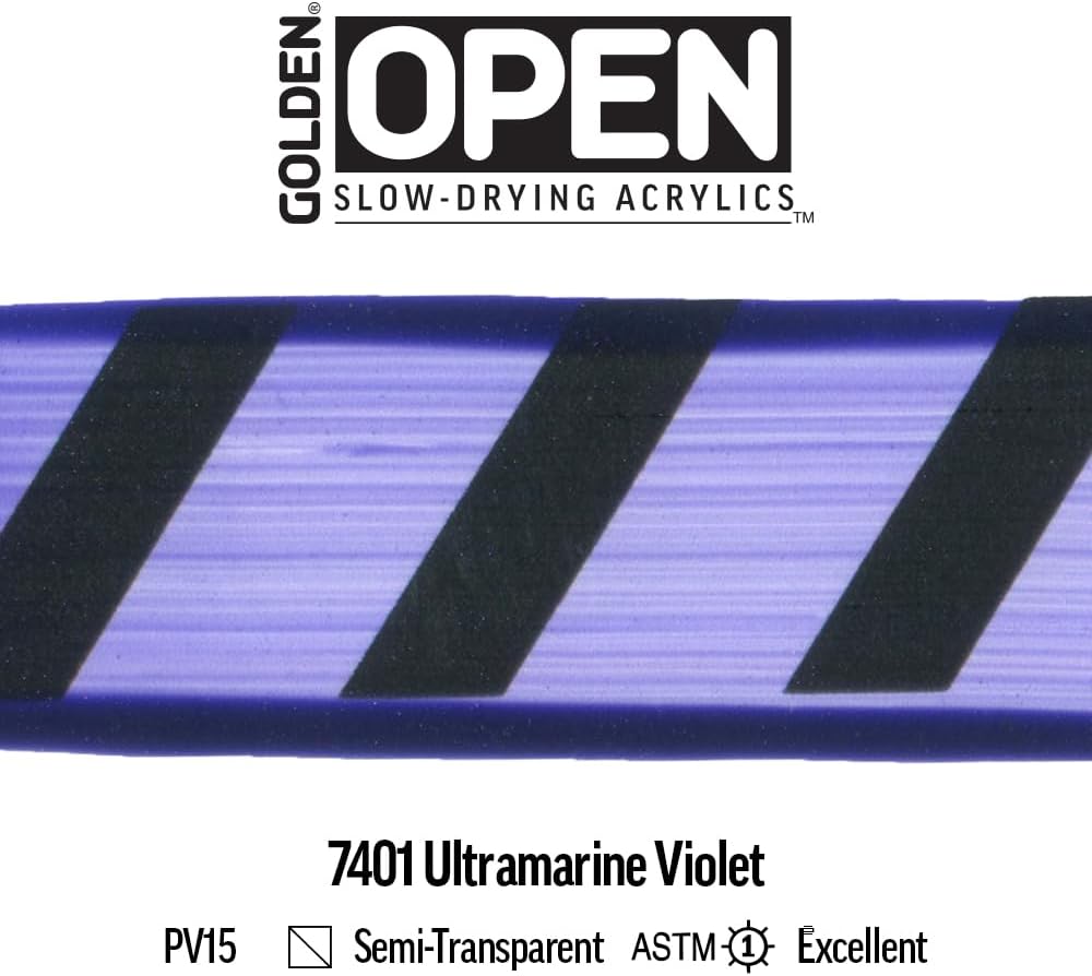 OPEN Slow-Drying Acrylics by GOLDEN, Ultramarine Violet, 5 fl oz. tube, Professional Acrylic Paint, Semi-Transparent