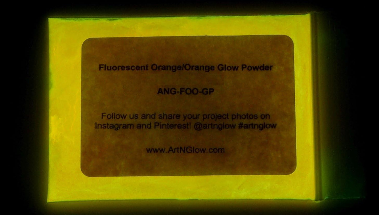 Glow in The Dark Pigment Powder - Neutral and Fluorescent Color for Art Painting, Fine Art, Nail Art Paint, and DIY Crafts - Long Lasting, 10+ Color Options - Fluorescent Orange - (120 Grams/4 Ounces)