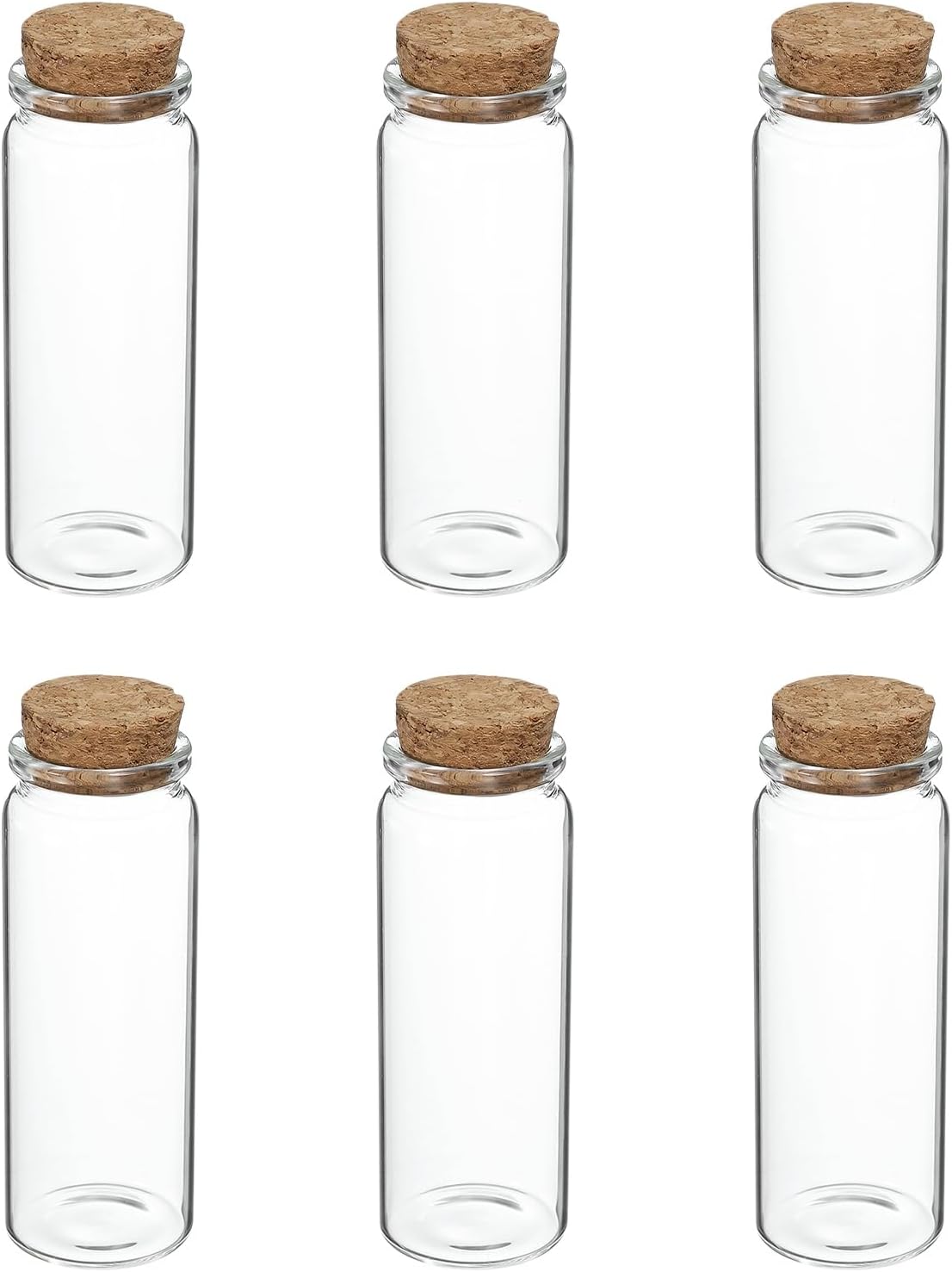 uxcell 6Pcs Mini Glass Bottles with Cork Stoppers, 80ml Small Clear Bottles Glass Empty Jars Vials for DIY Crafts Party Wedding Decor Favors