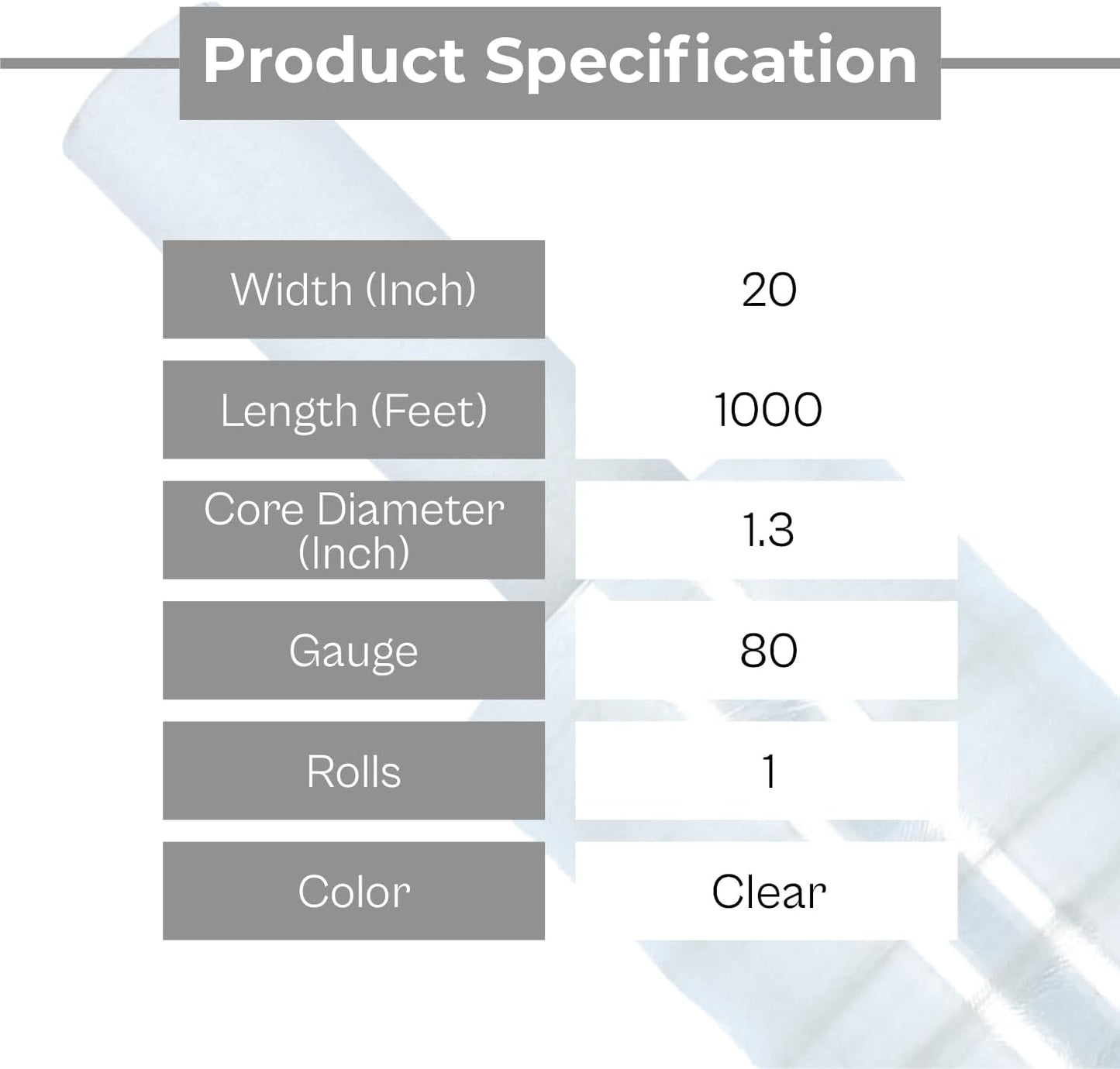 Pallet Wrap Stretch Film, Extended Core Handle, Clear, 20 Inch x 1000 Feet, 80 Gauge, 1 Pack Clear Plastic Cling with Extended Core Handles for Pallets Moving & Storing