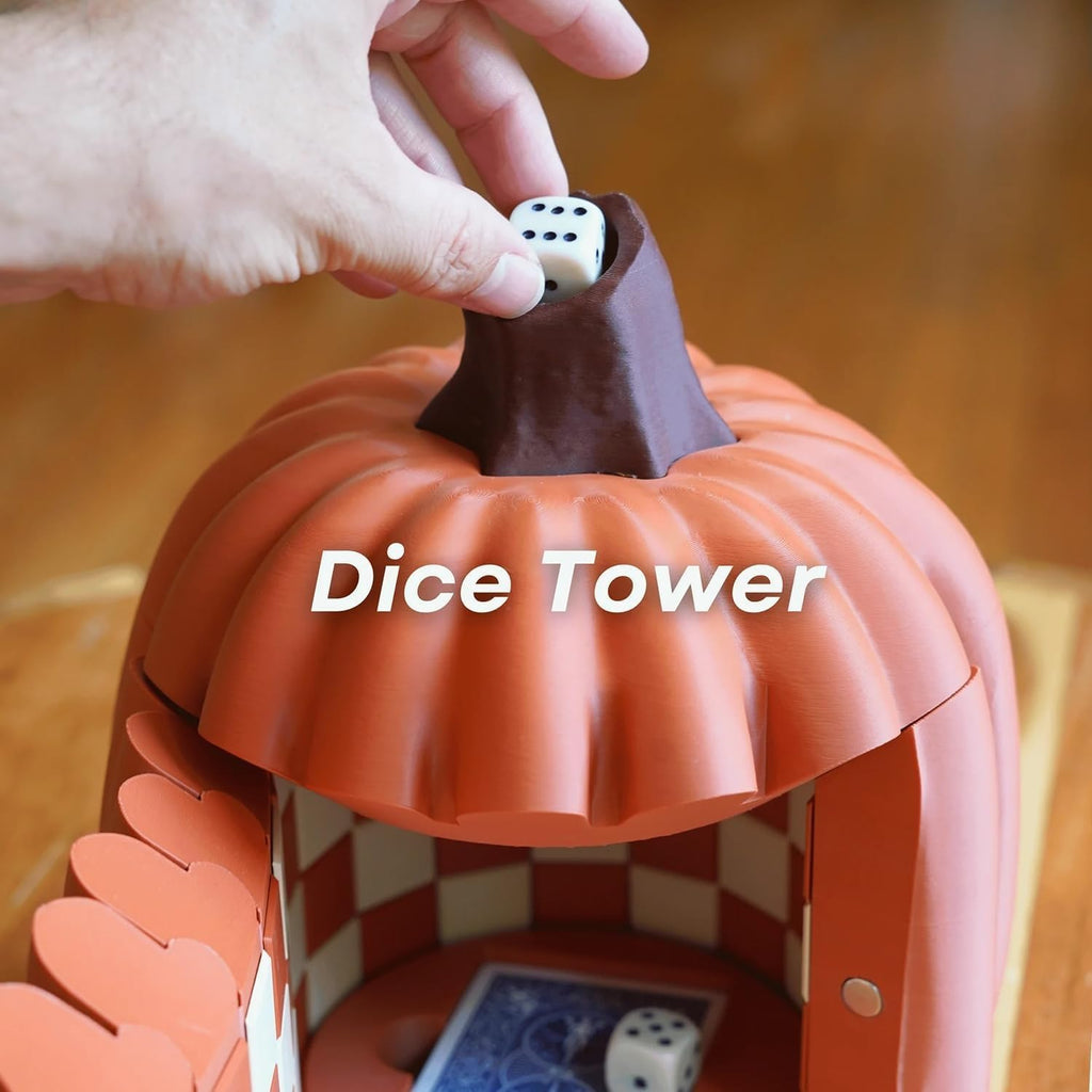 Pumpkin Game Set: Magnetic Chess Checkers, Cribbage, Dice Tower, Card Holder, Gourd Gambit Pumpkin Chess Expansion Pack for Gourd Games, 3D Printing Portable Adult Pumpkin Board Game Set(#1)