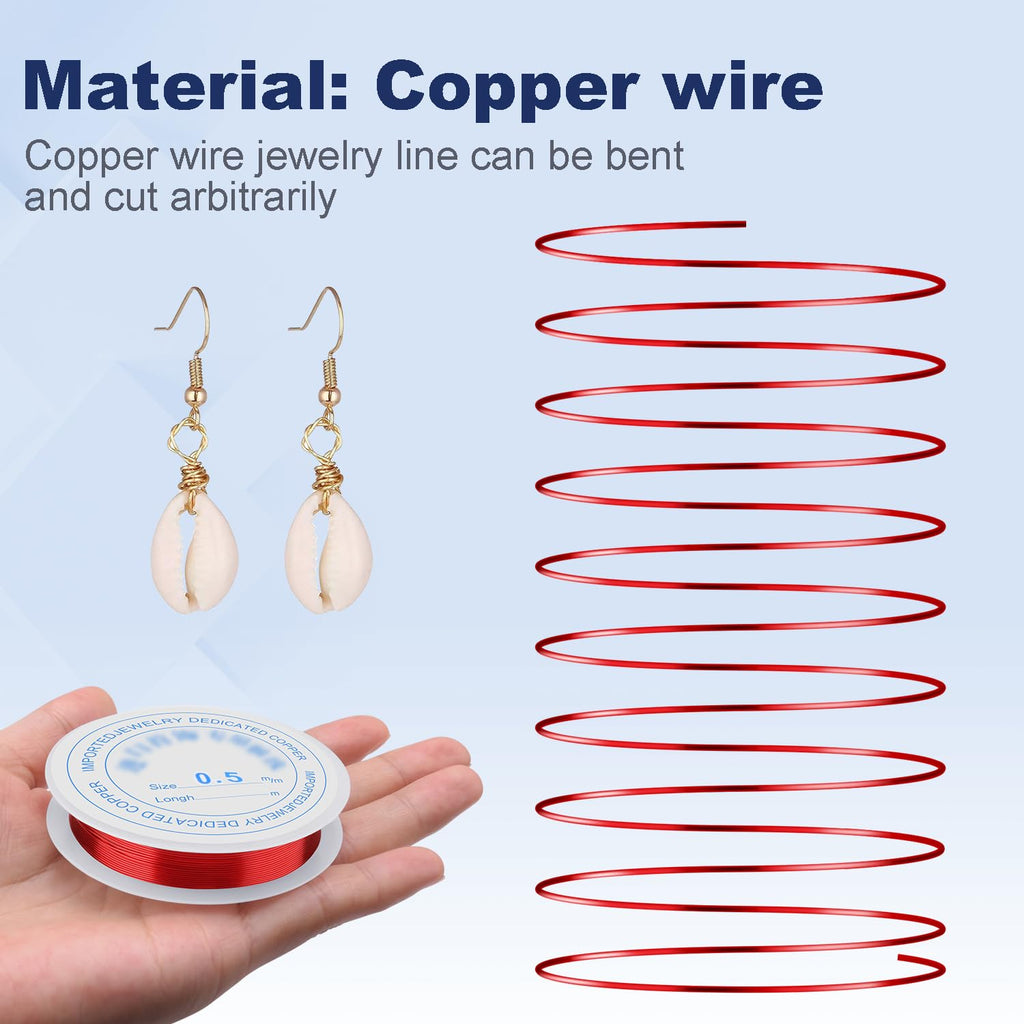 0.5 mm Dia. 10 Rolls Copper Jewelry Wire, Beading Wire for Jewelry Making Bracelet Earrings Rings Necklaces Flower Craft Projects, 10 Assorted Colors