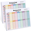 2 Pack 120 Sheets Mexican Train Score Pads Colorful Chicken Foot Dominoes Game Scorepad Adult Mexican Train Score Sheet Scoreboard Paper Record Clearly for Family Game (6.7 x 5 Inches)