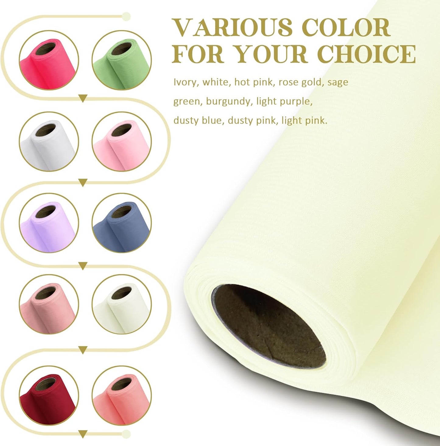 Horbaunal Ivory Chiffon Fabric by The Yard, 5 Yard Continuous Sheer Fabric 59" Wide Soft Draping Fabric for Wedding Arch Draping Party Backdrop DIY Sewing