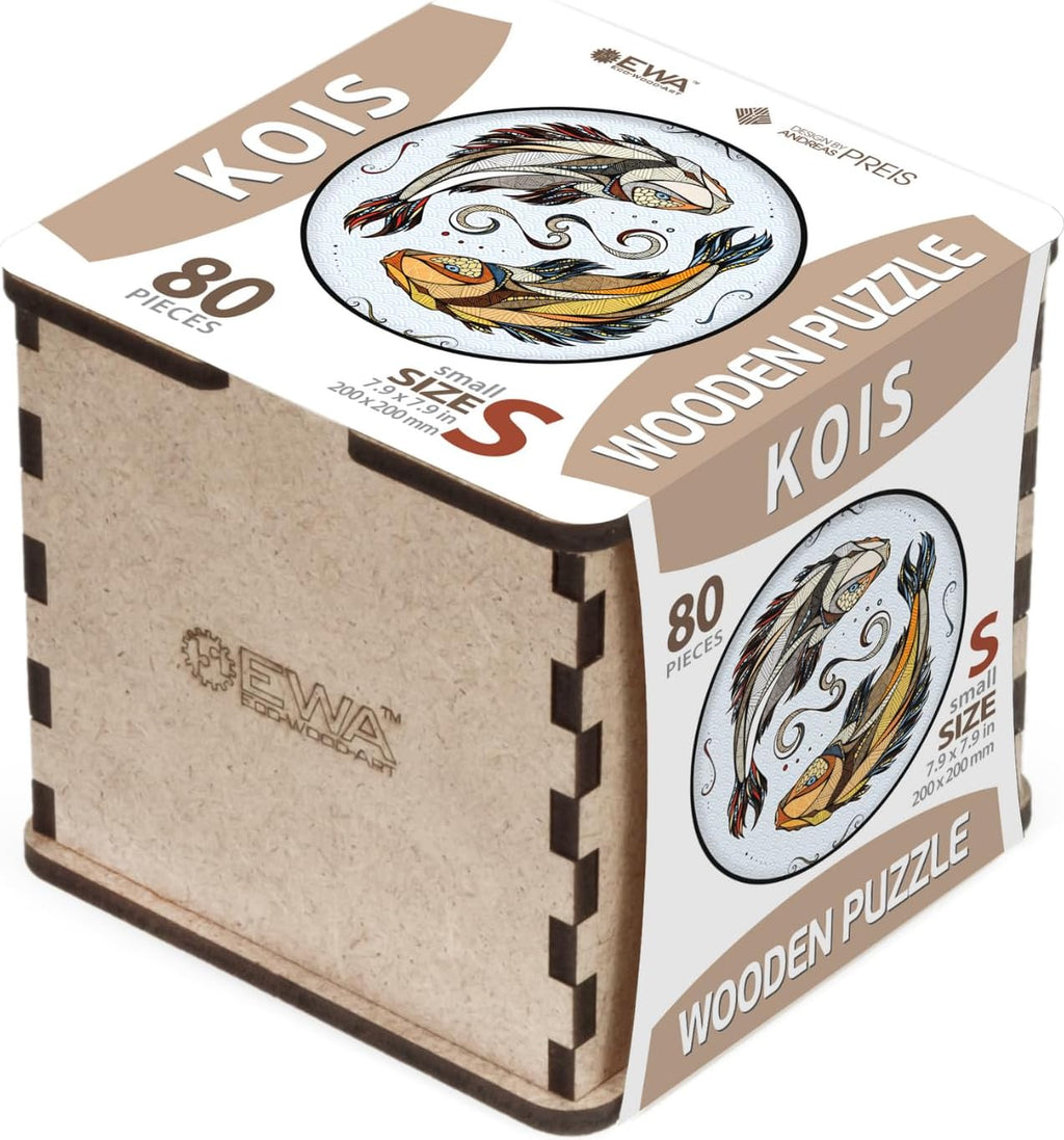 EWA Home Décor – Kois Small 80 Pieces – Wooden Jigsaw Puzzle for Adults – Perfect for Artistic Home Decoration and Mindful Relaxation