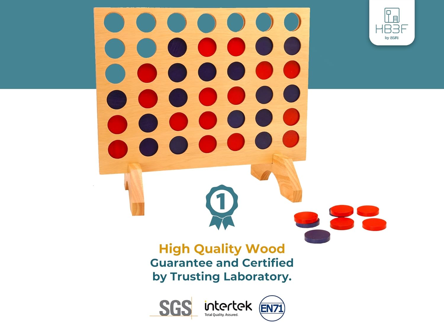 BSIRI Wooden Connect a Row in 4 - Board Games Kids Outdoor Toys Home Decor Rustic Yard Games Family Games for Kids and Adults Giant Jumbo Birthday Gifts for Men