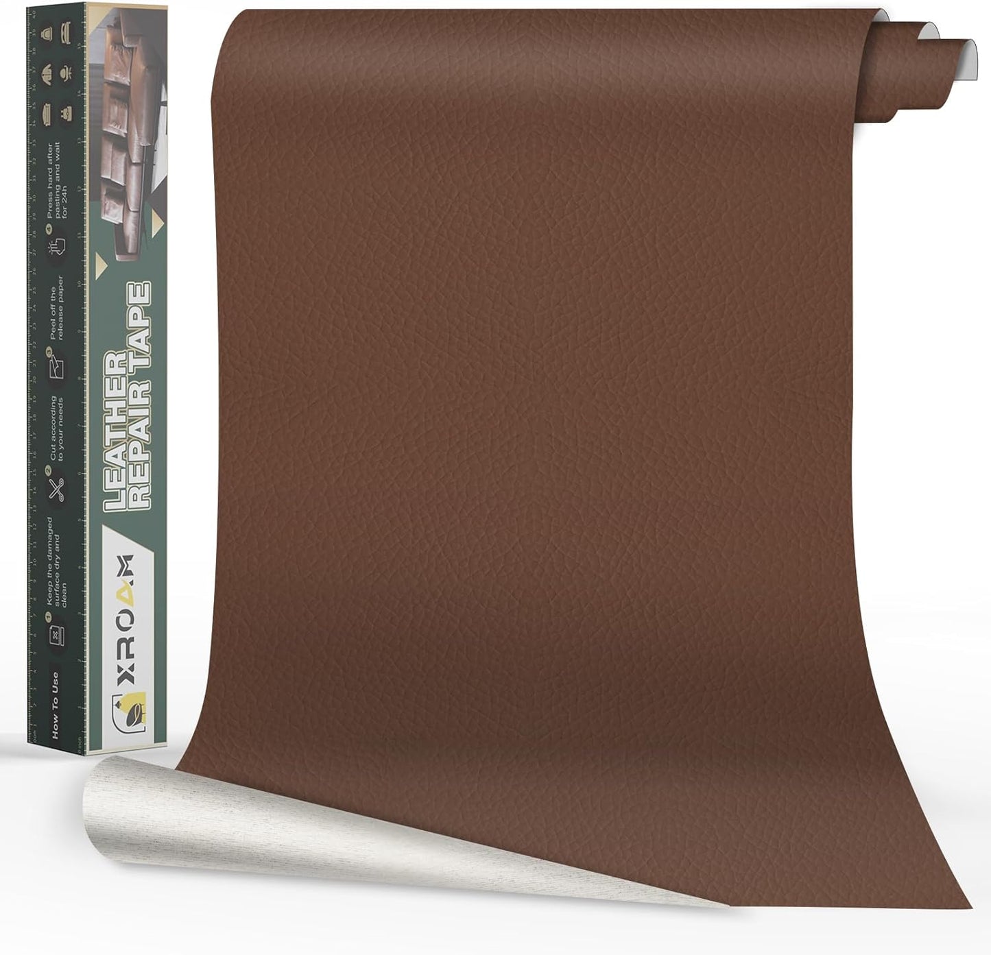Leather Repair Tape, 16x79 inch Leather Patches for Furniture, Self Adhesive Leather Repair Patch for Sofas, Couches, Leather Covers, Seats, Chairs, Vinyl Repair Tape Brown