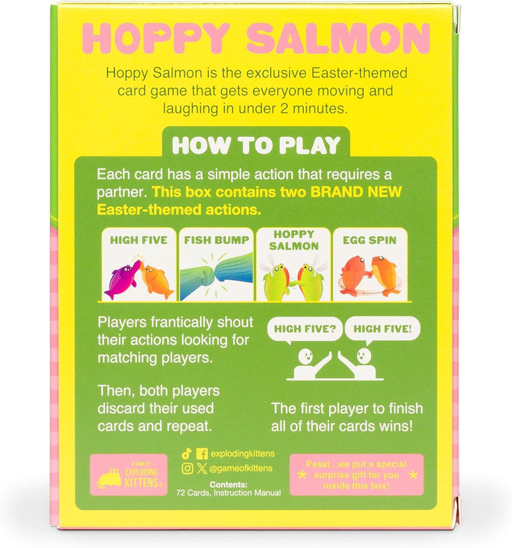 Exploding Kittens Hoppy Salmon 3-6 Players - Ages 6+ - 90 Second Rounds - Easy to Learn Quick Matching Card Game - Party Game, Family Game Night, Kid and Adult Card Game