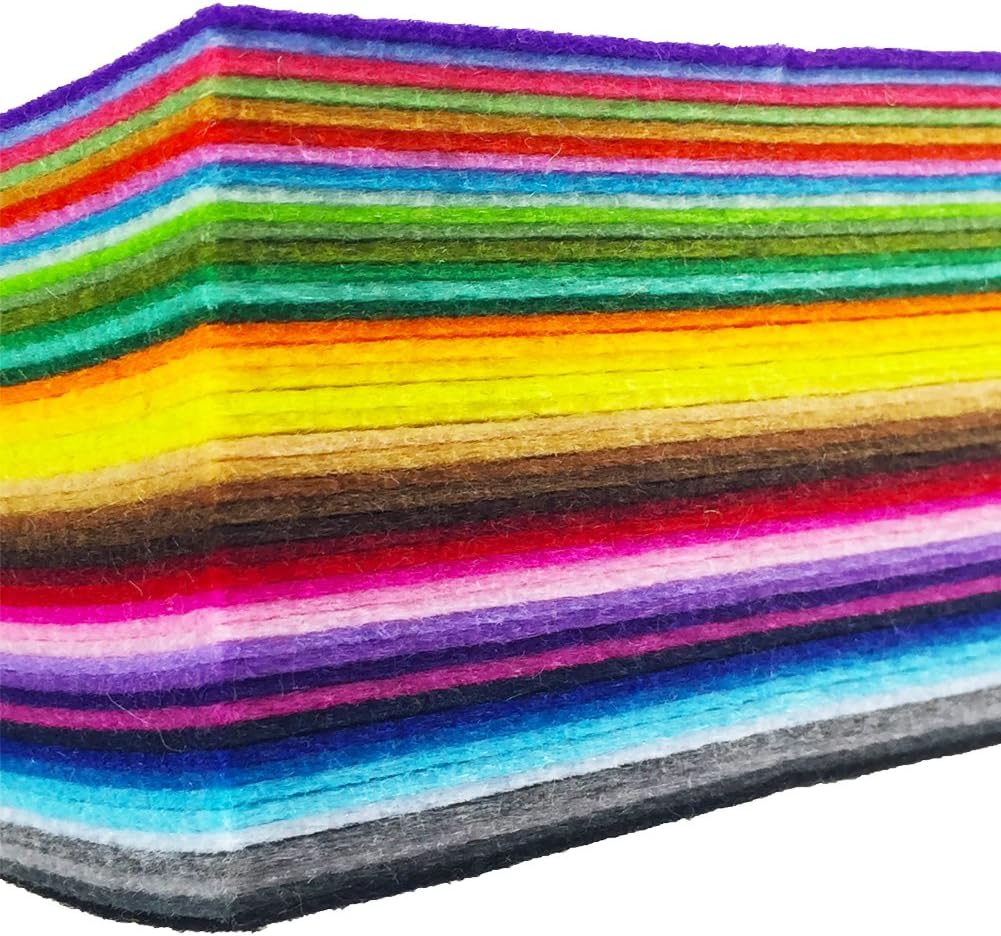 flic-flac 44PCS 6 x 6 inches (15 x 15cm) Assorted Color Felt Fabric Sheets Patchwork Sewing DIY Craft 1mm Thick … (15cm * 15cm, 44pcs)