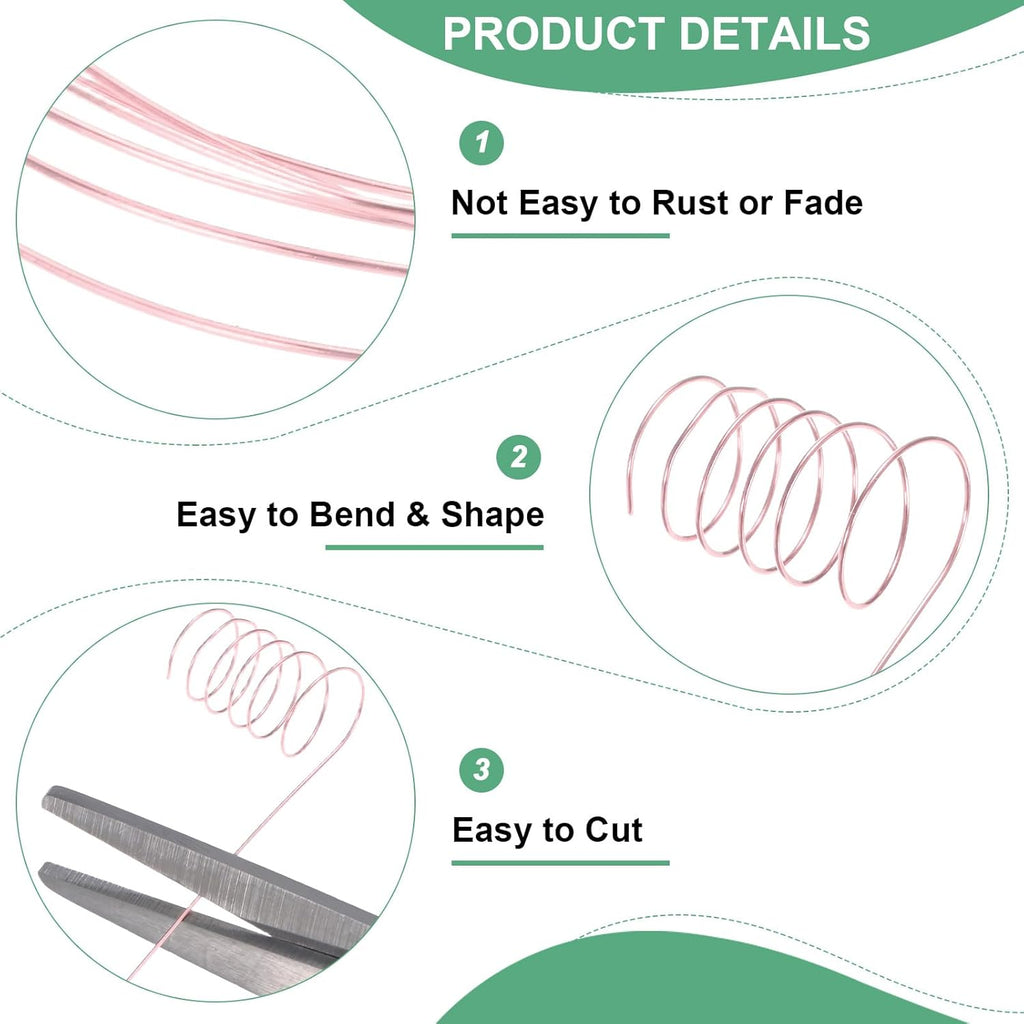 0.2 mm/32 Gauge Copper Wire for Jewelry Making, 82FT Copper Beading Craft Wire for Jewelry/Weaving/DIY Crafting/Planting, Color-Retaining [25M, Rose Gold]