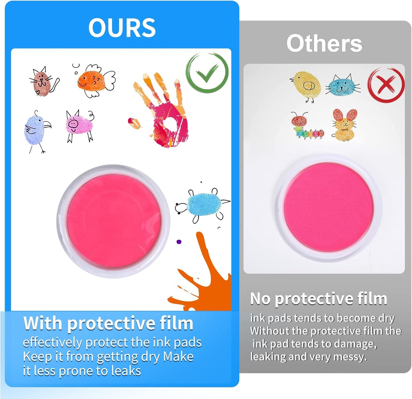 MoloTAR Craft Large Ink Pad Stamps Partner Diy Color,8 Colors Rainbow Finger Ink pad for kids (pack of 8)